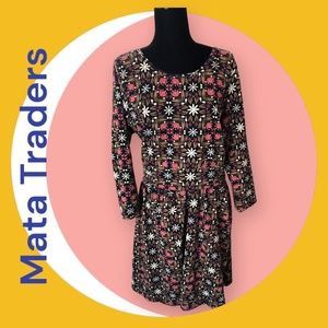 Mata Traders Floral Midi Dress - Black, Pink, White